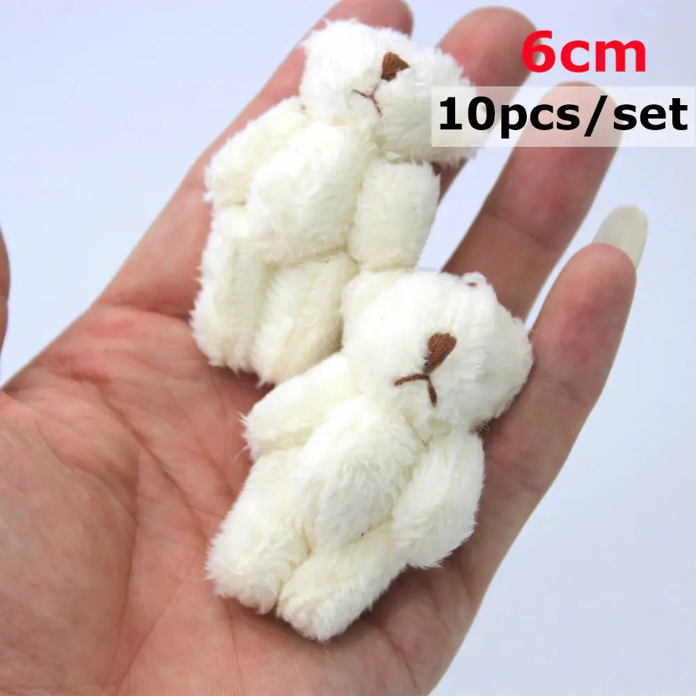 10Pc/Set 6.0Cm Stuffed Teddy Bear DIY Mini Joint Plush Bears Wedding Box Toy Doll Garment & Hair Accessories