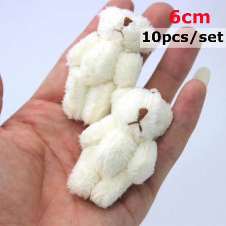 10Pc/Set 6.0Cm Stuffed Teddy Bear DIY Mini Joint Plush Bears Wedding Box Toy Doll Garment & Hair Accessories