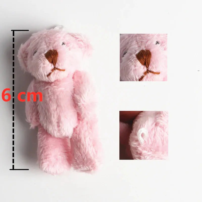 10Pc/Set 6.0Cm Stuffed Teddy Bear DIY Mini Joint Plush Bears Wedding Box Toy Doll Garment & Hair Accessories