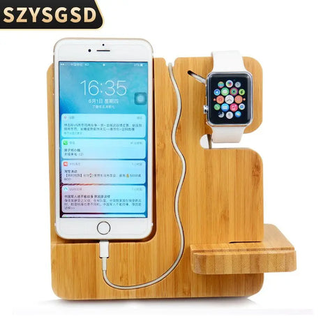 Wood Bracket Desk Dock Charging Cell Phone Stand Watch Holder for Iphone X XR 8 7 6S for Apple Watch 4 3 2 Charger Stand