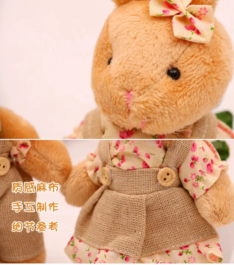 12Pcs 6 Pair 11Cm Small Teddy Bear Plush Toys Kid Wedding Bridal Gift Party Mini Anime Pendant Valentine'S Day Key Chain Dolls