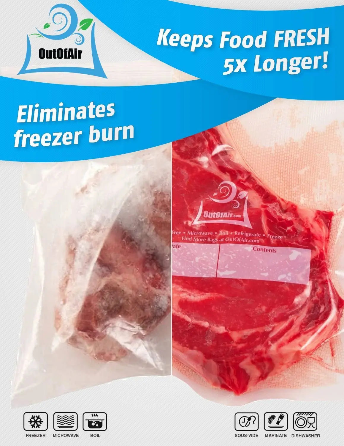 100 Vacuum Sealer Bags: Pint Size (6" X 10") by  Works with Foodsaver & Other Machines - 33% Thicker BPA Free, Commercial Grade, 6 X 10 Inches