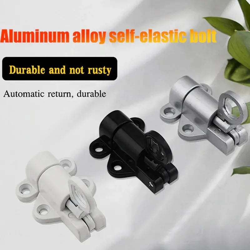 1 Pcs Aluminum Alloy White/Gray Window Gate Security Pull Ring Spring Bounce Door Bolt Automatic Latch Lock Black Grey Window