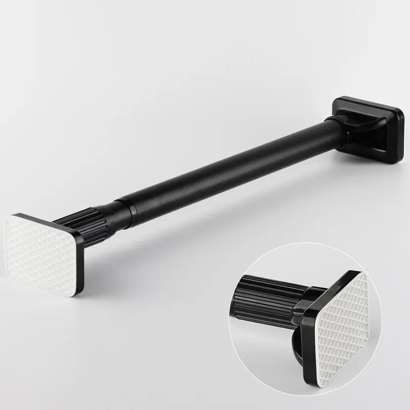 40-450CM White Shower Curtain Rod Adjustable Stainless Steel Tension Telescopic Rod for Bathroom Windows No Drill Simple Bracket