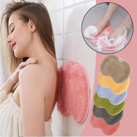 2 PCS Exfoliating Shower Massage Scraper Back Massage Brush Silicone Foot Scrubber Suction Cup Non-Slip Bath Mat Body Cleansing