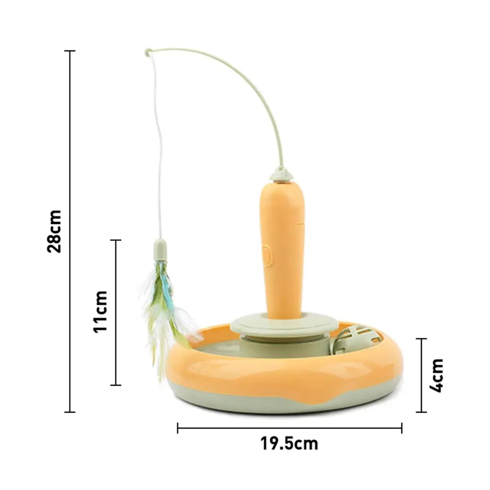2 in 1 Electric Cat Stick and Tracks Toy Automatic Rotating Interactive Cats Toys Tracks Ball Turntable Pet Kitten Funny Sticks