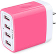 USB Wall Charger, Charging Block,  2-Pack 4.8A/5V 4 Port USB Plug Power Travel Brick Adapter for Iphone, Ipad, Samsung Galaxy, Moto, Kindle Fire, Headphones, Doorbell Android Phone Box Cube