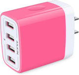 USB Wall Charger, Charging Block,  2-Pack 4.8A/5V 4 Port USB Plug Power Travel Brick Adapter for Iphone, Ipad, Samsung Galaxy, Moto, Kindle Fire, Headphones, Doorbell Android Phone Box Cube
