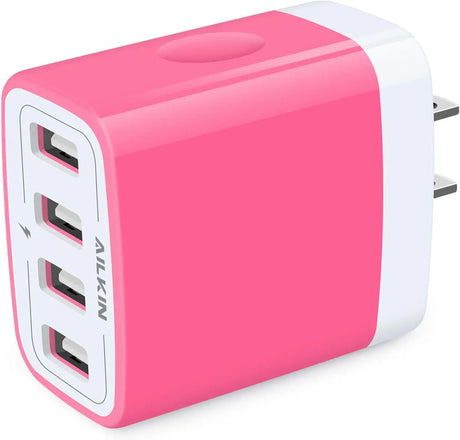 USB Wall Charger, Charging Block,  2-Pack 4.8A/5V 4 Port USB Plug Power Travel Brick Adapter for Iphone, Ipad, Samsung Galaxy, Moto, Kindle Fire, Headphones, Doorbell Android Phone Box Cube