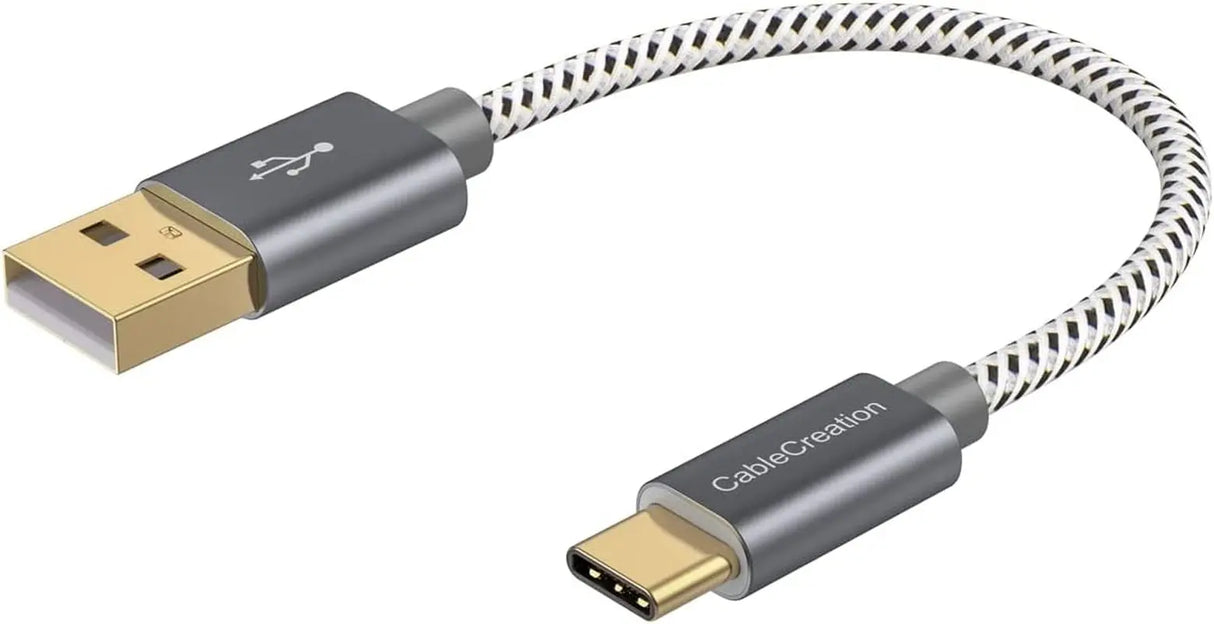 6 Inch USB C Cable , Short USB to USB C 3A Fast Charging Cable, Braided USB C Male to USB Male Cable for Power Bank, Galaxy S23, Ipad Pro Ipad Mini S22 S21 Z Flip, Etc, Gray
