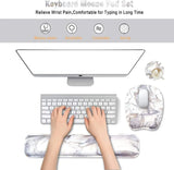 Keyboard Wrist Rest Mouse Pad Wrist Support for Computer/Laptop Memory Foam Keyboard Pad Ergonomic Hand Rest Wrist Cushion for Home Office Gaming - White Marble