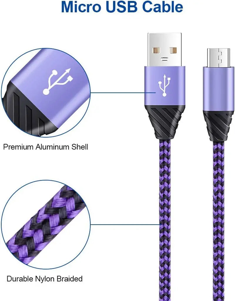 Charger Plug, Charging Block, Dual USB Wall Charger with Micro USB Charger Cable Android Phone Charger for Samsung Galaxy J7V J8, J7 Crown/Prime/Star/Sky Pro/Refine, S7 S6 Plus/Edge/Active