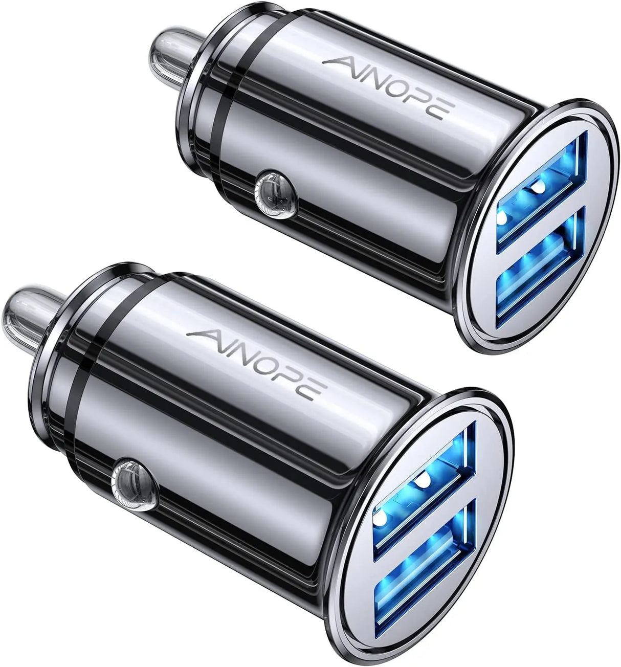2 Pack Fast Mini Car Charger, 4.8A Metal Car Charger Adapter Flush Fit, Dual Port USB Car Charger Compatible with Iphone 14 13 12 Pro Max 8 plus 7 6S, Samsung Galaxy S23/10/9/8/7, Ipad Kindle