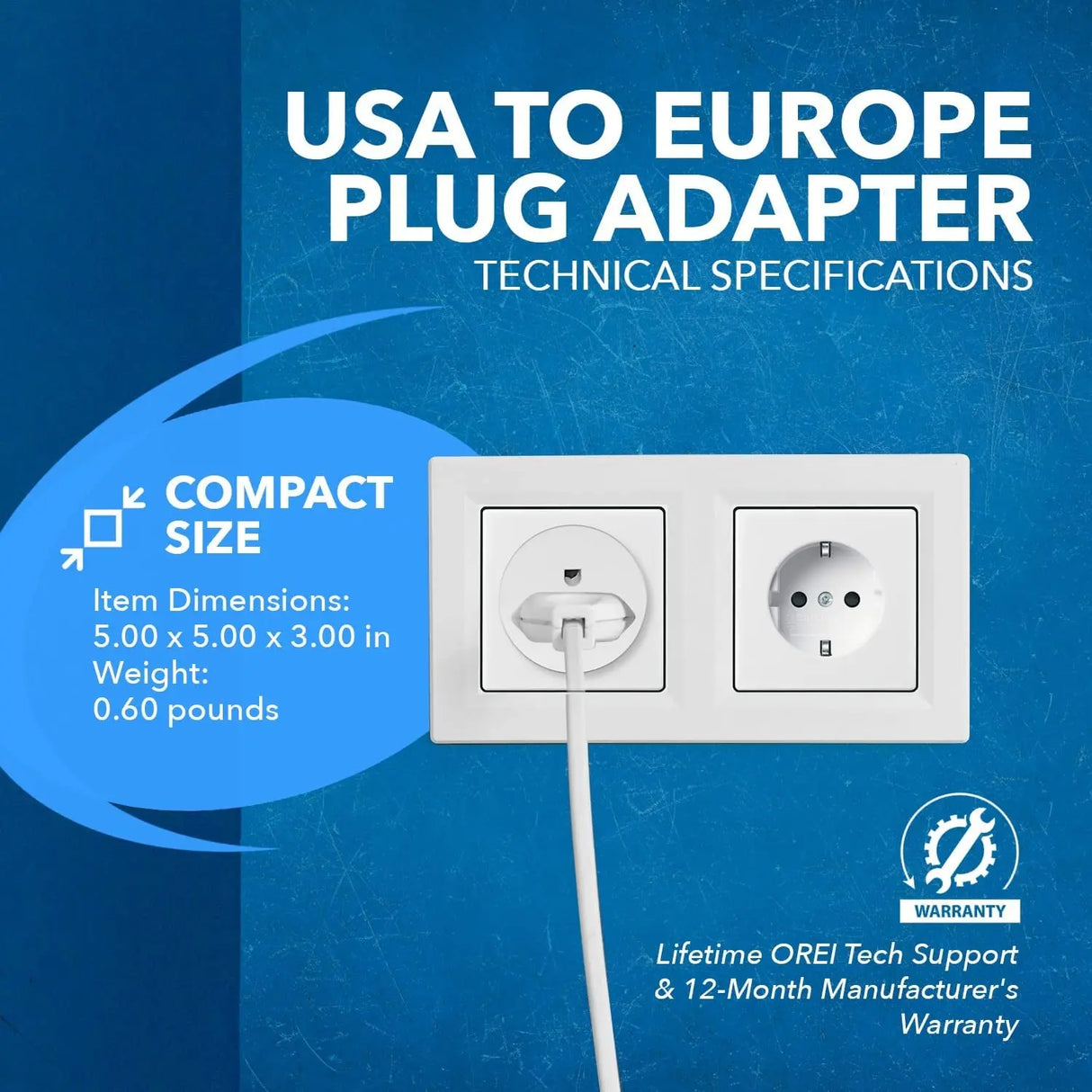 American USA to European Schuko Germany Plug Adapters CE Certified Heavy Duty - 6 Pack - Perfect for Travelling with Cell Phones, Laptops, Cameras & More