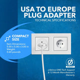 American USA to European Schuko Germany Plug Adapters CE Certified Heavy Duty - 6 Pack - Perfect for Travelling with Cell Phones, Laptops, Cameras & More