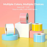 2.25 X1.25 Direct Thermal Labels, Color Shipping Thermal Stickers, Multi-Purpose Square Self-Adhesive Label for Thermal Label Printer - 4000 Labels-White, Blue, Pink, Yellow