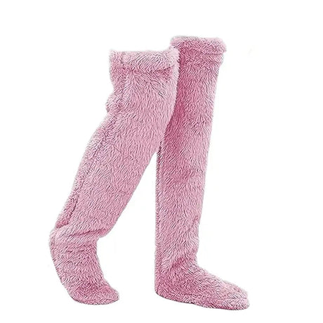 2 in 1 Fluffy Footmuff Women Long Kneelet Socks Warm Plush Socks for Adult Knee Warmers Winter Leg Warmer Sleep Socks Gifts