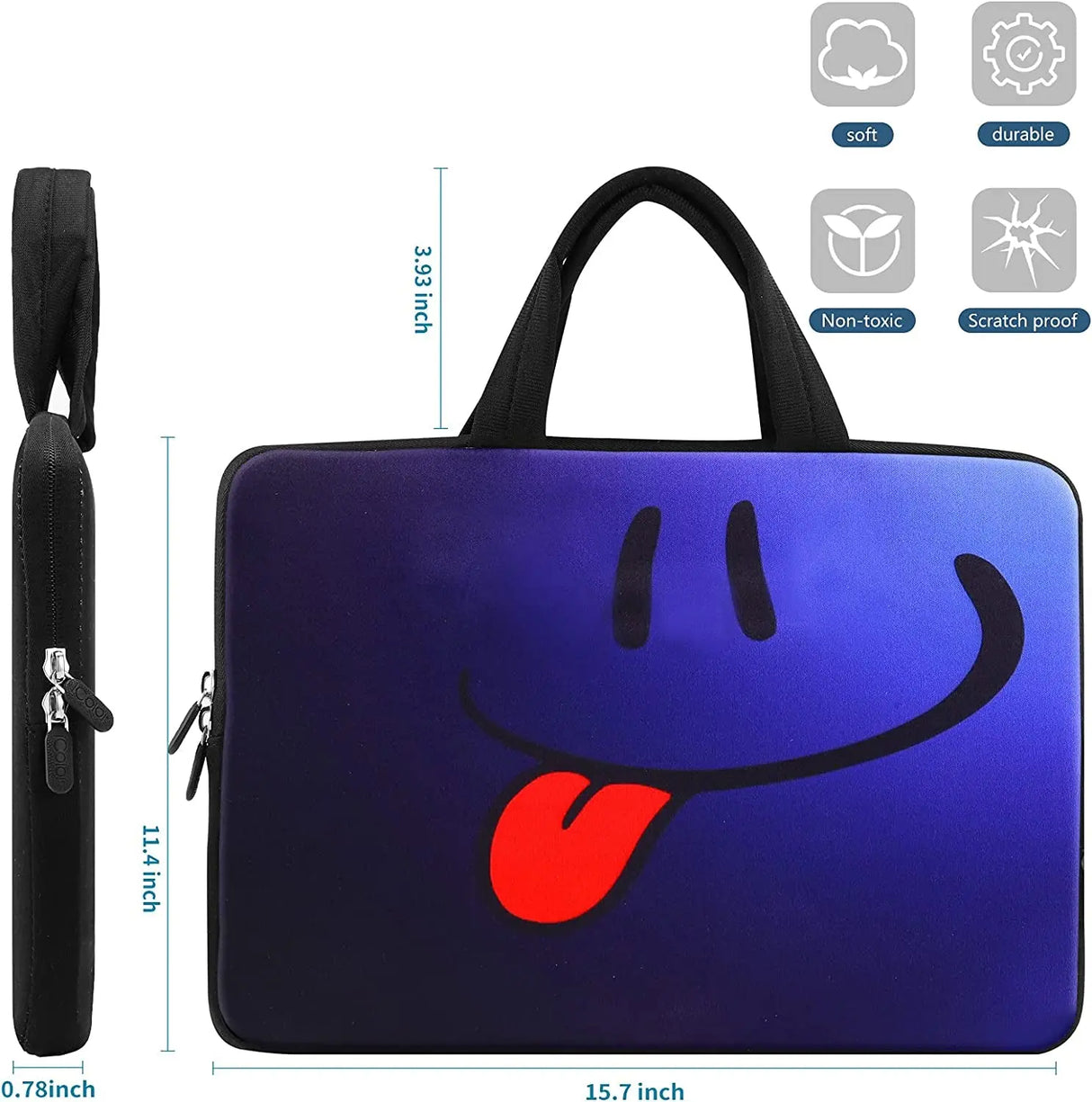 Smile 14 15 15.4 15.6 Inch Laptop Handle Bag Computer Protect Case Pouch Holder Notebook Sleeve Neoprene Cover Soft Carring Travel Case for Dell Lenovo Toshiba HP Chromebook ASUS Acer ICB-05