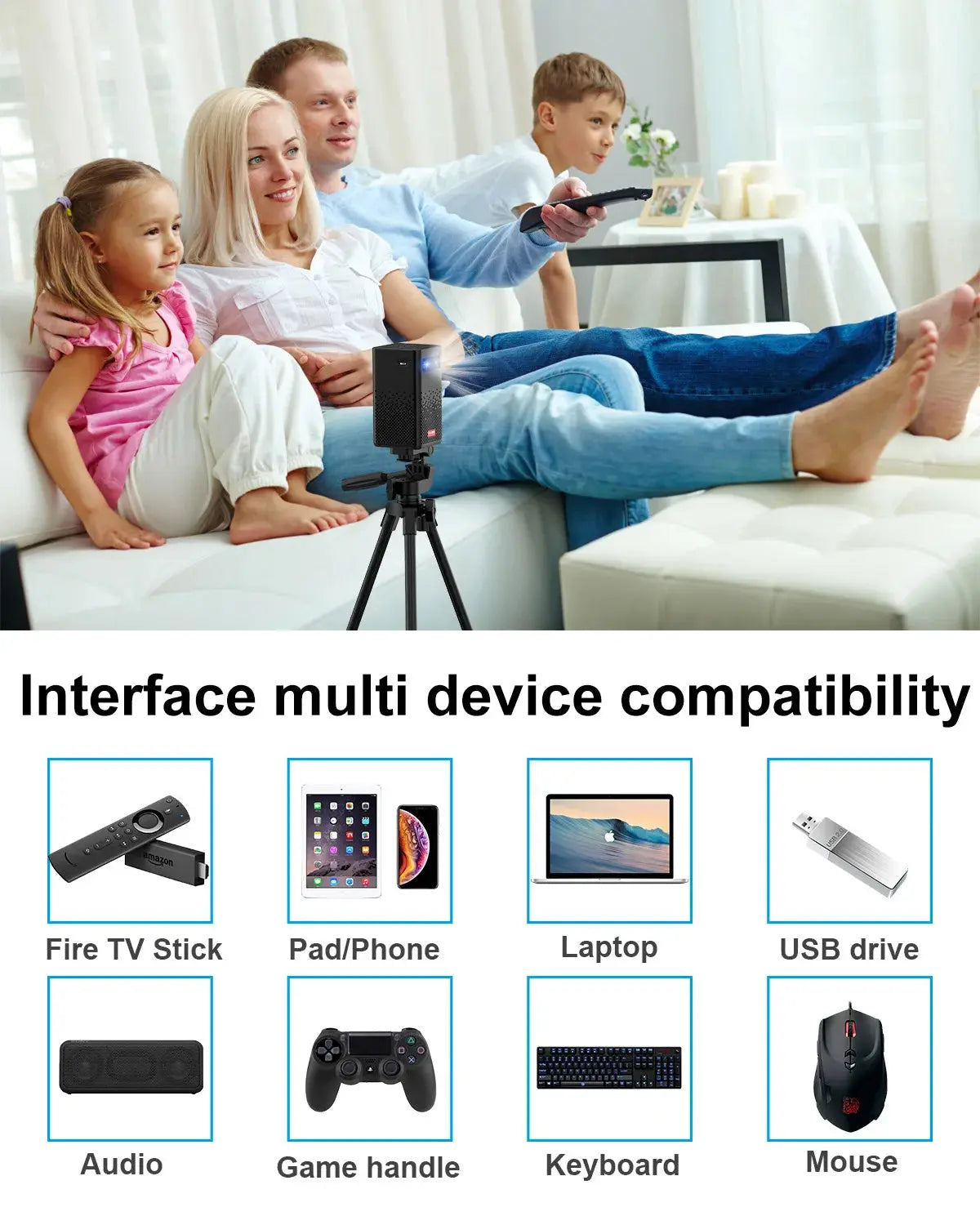 Android Smart Projector WIFI 5G LED DLP 1080P HD 4K Bluetooth 3D Projector on the Same Screen for Mobile and Tablet