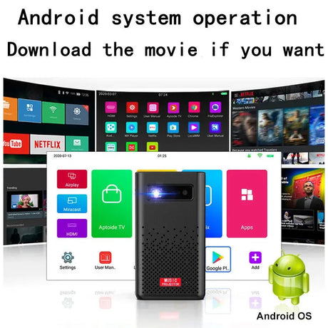 Android Smart Projector WIFI 5G LED DLP 1080P HD 4K Bluetooth 3D Projector on the Same Screen for Mobile and Tablet