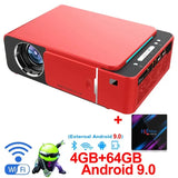 WZATCO T6 Android 9.0 WIFI Support HD Video Portable LED Projector Home Theater Mobile Beamer for Smartphone Proyector