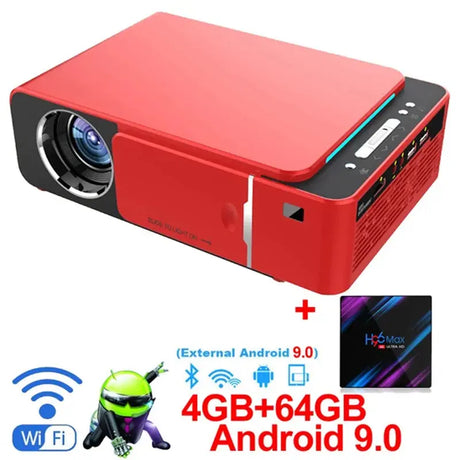 WZATCO T6 Android 9.0 WIFI Support HD Video Portable LED Projector Home Theater Mobile Beamer for Smartphone Proyector