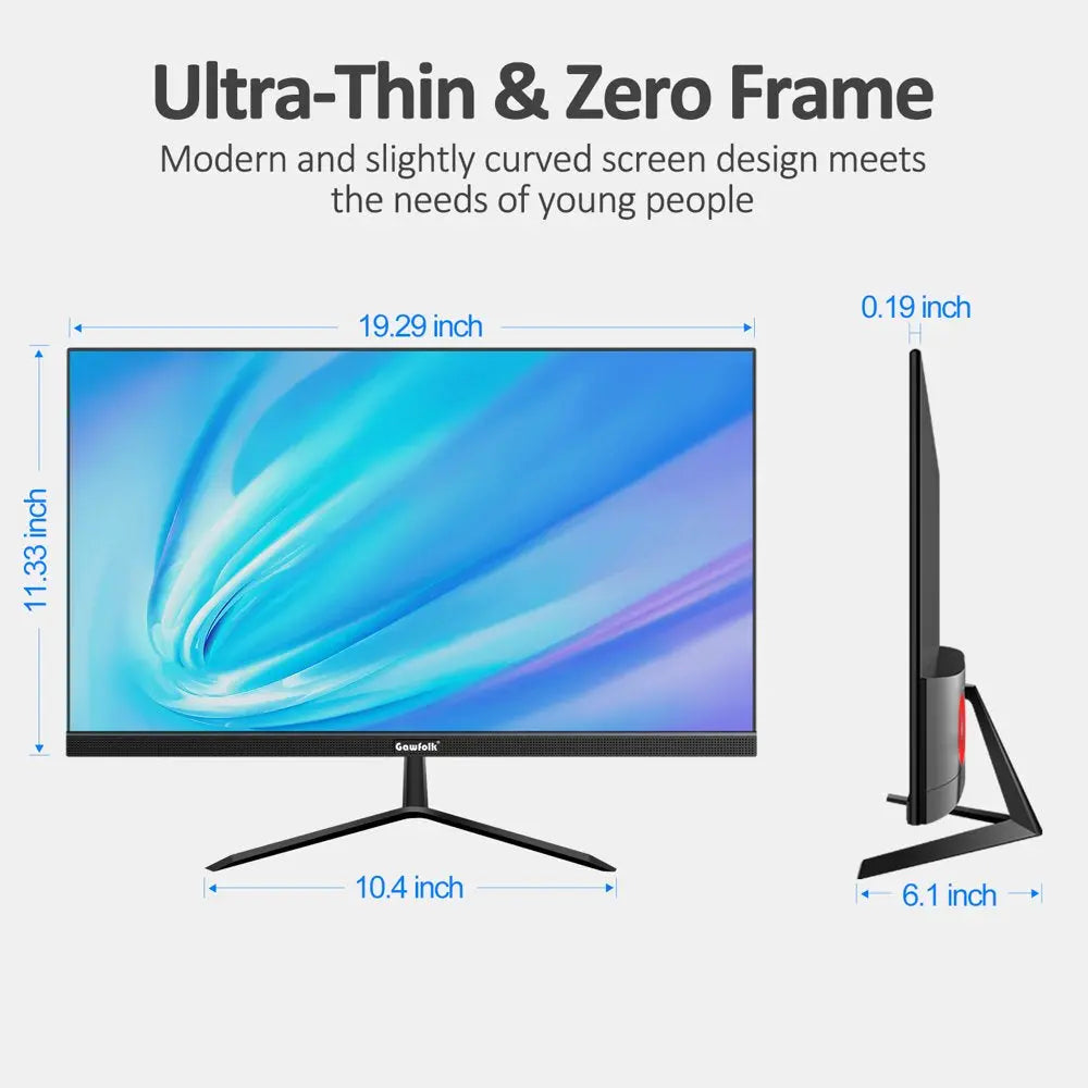 22" Curved Monitor, FHD 1080P 75Hz Ultra-Thin Bezel-Less VA Display, HDMI VGA Computer Monitor Home Office Movies