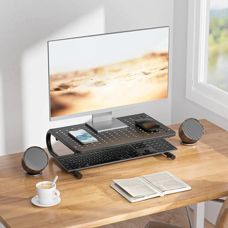 Monitor Stand Riser, Laptop Riser for Desk, Computer Monitor Stand for Desktop, Desk Organizer for Monitor and Printer, Home, Office, School Application(Stt001), 1 Pack, Black
