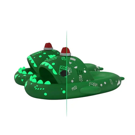 Women Shark Slippers Halloween Christmas Print Soft Platform Slippers Thick Bottom Glow in Dark Slides Home Outdoor Sandals