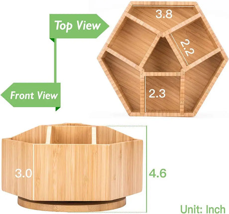 (2 Pack) Bamboo Rotating Art Supply Organizer, 7 Sections, Hold 350+ Pencils, School Supplies Organizer for Pen, Colored Pencil, Art Brushes, Desktop Storage Box in Classroom & Art Studio