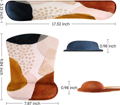 Keyboard Wrist Rest and Mouse Wrist Rest Pad, Made of Memory Foam, Ergonomic Support, Easy Typing and Relieve Wrist Pain, Perfect for Gaming, Computer, Office, Laptop (Color Block)