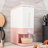 25 Lbs Pink Rice Dispenser, Plastic Food Storage Container, Large Rice Storage Container with Lid, Moisture Proof Household Cereal Dispenser Bucket, Sealed Grain Container Storage for Kitchen