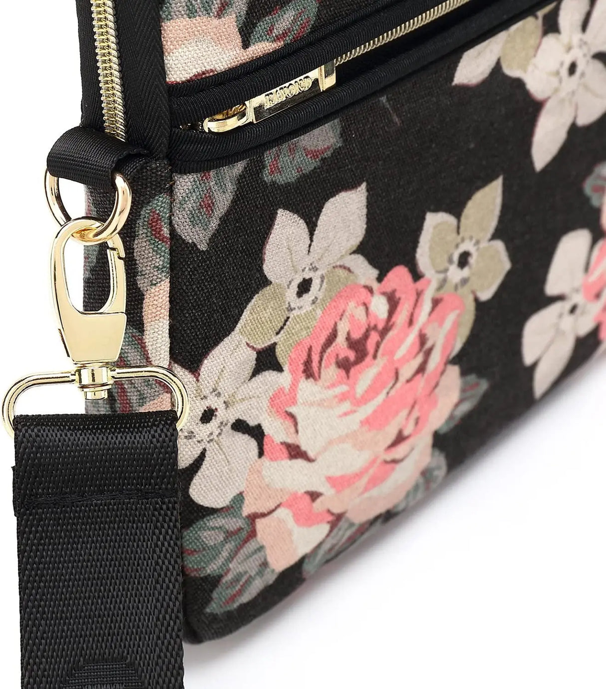 Black Rose Patten Water-Resistant Laptop Shoulder Messenger Bag Case Sleeve for 15 Inch 15.6 Inch Laptop,Laptop Briefcase