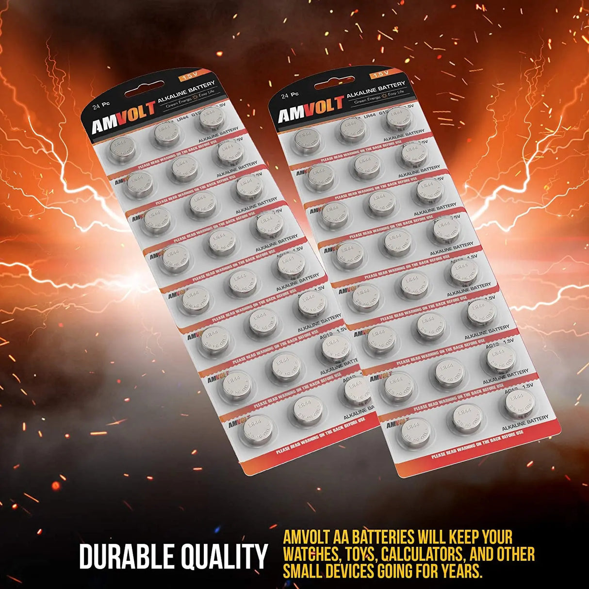 - Pack of 24 LR44 Batteries AG13 SR44 357 303 Premium Alkaline Non Rechargeable Button Battery, 1.5 Volt Small Batteries for Watches Clocks & Electronic Devices