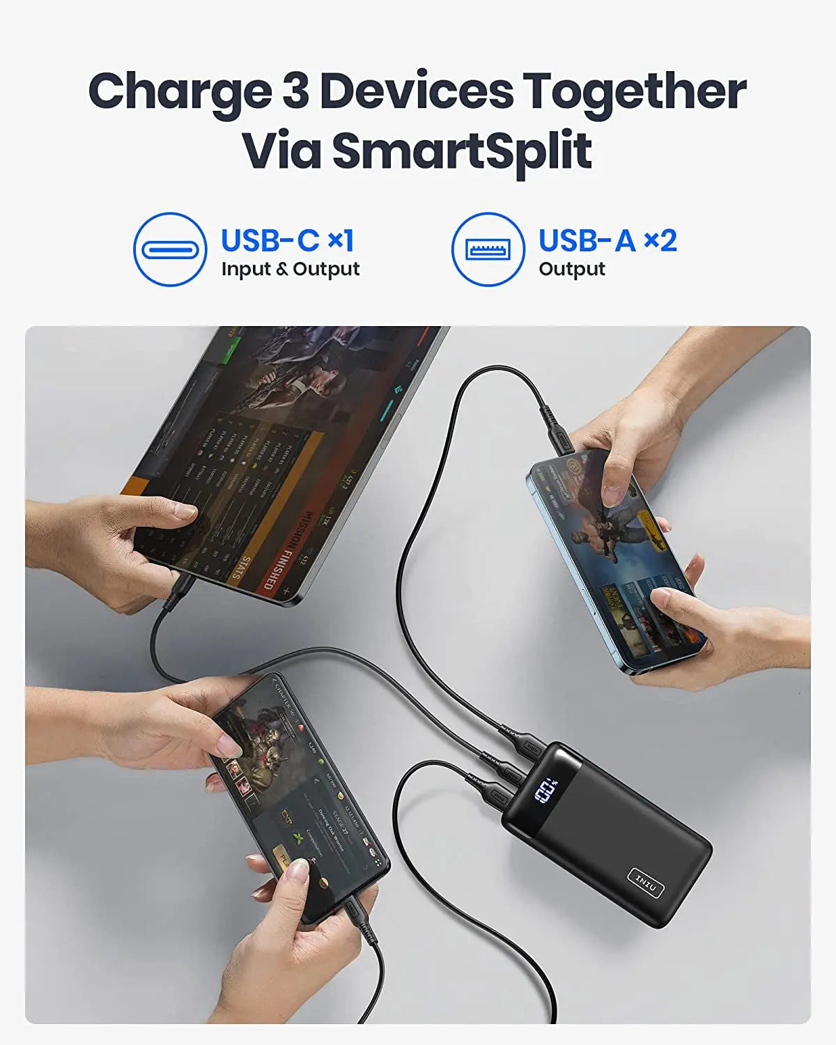 Portable Charger, 22.5W 20000Mah USB C in & Out Power Bank Fast Charging, PD 3.0+QC 4.0 LED Display Phone Battery Pack Compatible with Iphone 15 14 13 12 Pro Samsung S21 Google Ipad Tablet, Etc.