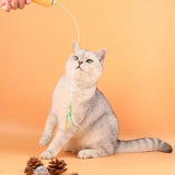 2 in 1 Electric Cat Stick and Tracks Toy Automatic Rotating Interactive Cats Toys Tracks Ball Turntable Pet Kitten Funny Sticks