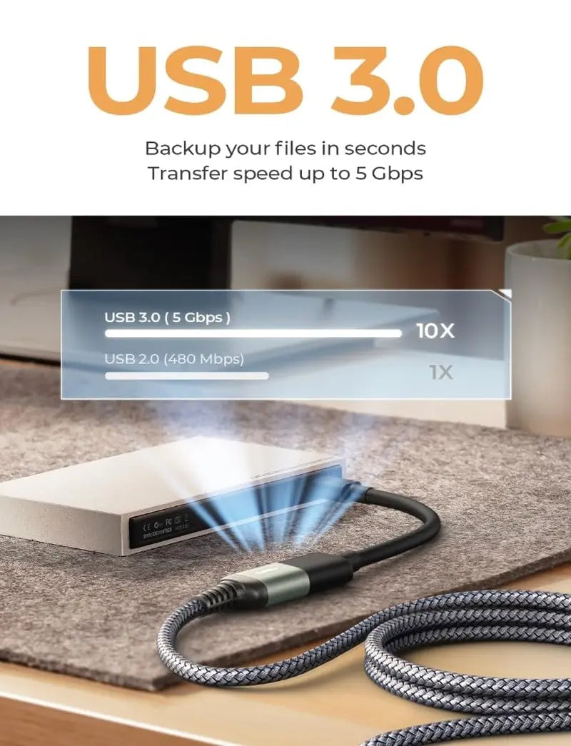 10FT USB Extension Cable,Usb Extender,Usb 3.0 Extension Cable, Male to Female Cord High Data Transfer Compatible with Webcam,Usb Keyboard,Flash Drive,Hard Drive,Printer