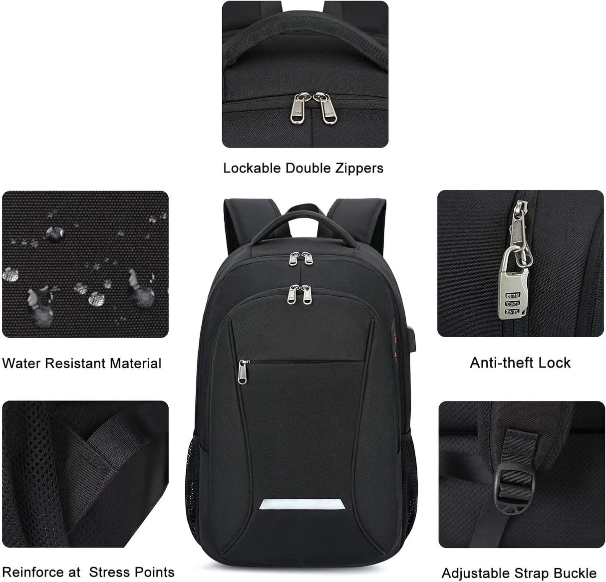 Travel Laptop Backpack, Business Backpack with USB Charging Port and Password Lock, Durable Water Resistant Computer Bag Fit 15.6 Inch Laptops for Men Gift