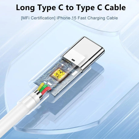 USB C to USB C Charger Cable 6Ft, [Mfi Certified] Phone Charger Cable 60W, Long Type C to C Fast Charging Cord 6Ft for Apple Iphone 15/15 Plus/15 Pro Max/Ipad Pro 12.9/11 Inch/5/4Th/Mini 6Gen/Macbook