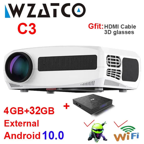 C3 LED Projector Android 9.0 WIFI Full HD 1080P 300Inch Big Screen Proyector Home Theater Smart Video Beamer