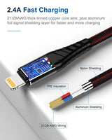 3Pack 1Ft Iphone Charger Cable Short, [Apple Mfi Certified] Lightning Cables 1 Foot, Nylon Braided 1 Feet Iphone USB Charging Cord for Apple Iphone 14 Pro Max/13 Pro/12 Mini/11/X/Xs/Xr/Xs Max/8/7/6/5