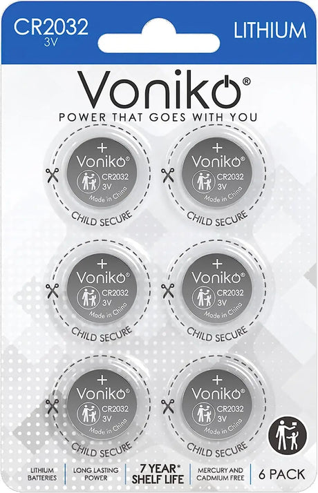 3 Volt CR2032 Battery 6 Pack – Lithium Batteries – 2032 Button Battery Flat – 7 Years Shelf Life