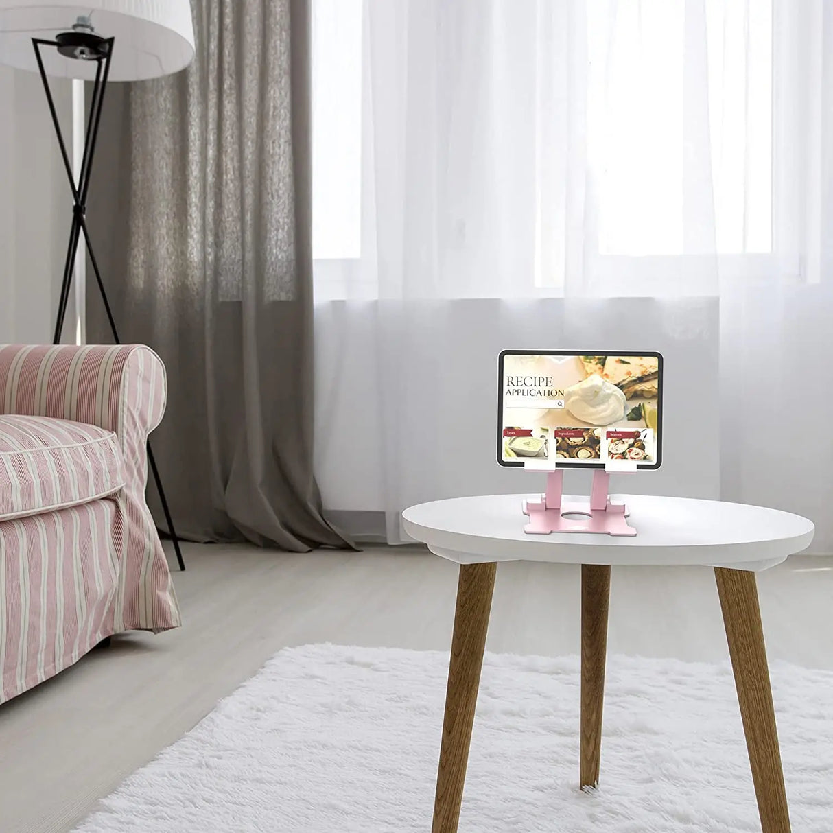 Tablet Stand,【Updated】 Adjustable Eye-Level Aluminum Solid Desktop Stand Holder,Compatible with Ipad Series,Microsoft Surface Series,Samsung,Kindle Fire,Etc.Up to 15'' Tablets-Pink