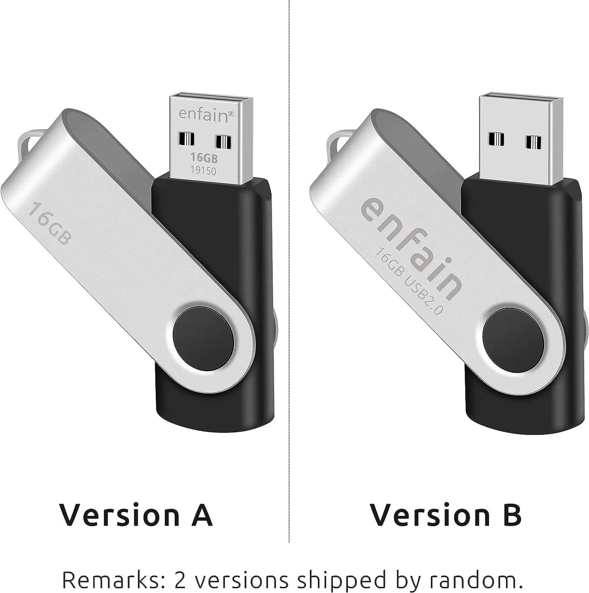 10-Pack  16GB USB 2.0 Flash Memory Stick Swivel Thumb Drives for Universal Data Storage at Home & the Office (Black)
