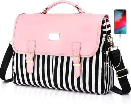 Laptop Bag for Women Large Capacity Computer Bags Cute Messenger Bag Briefcase Business Work Bags Purse, 15.6Inch, Pink-Pro