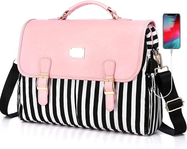 Laptop Bag for Women Large Capacity Computer Bags Cute Messenger Bag Briefcase Business Work Bags Purse, 15.6Inch, Pink-Pro
