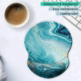 Mouse Pad, Ergonomic Mouse Pad with Gel Wrist Rest Support, Gaming Mouse Pad with Lycra Cloth, Non-Slip PU Base for Computer, Laptop, Home, Office & Travel, Blue Marble Gold
