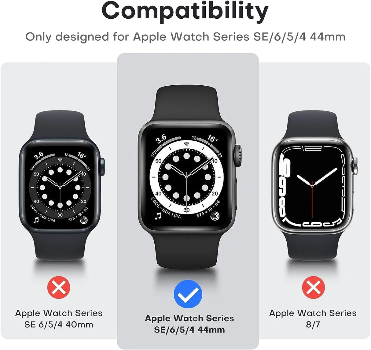 2 Pack Hard Case Designed for Apple Watch Series SE 6 5 4 44Mm [Full Protection], with 9H Tempered Glass Screen Protector [Touch Sensitive] Slim Bumper Protective Cover 44Mm, Black