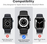 2 Pack Hard Case Designed for Apple Watch Series SE 6 5 4 44Mm [Full Protection], with 9H Tempered Glass Screen Protector [Touch Sensitive] Slim Bumper Protective Cover 44Mm, Black