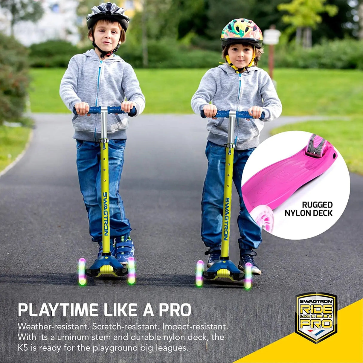 K5 3-Wheel Kids Scooter with Light-Up Wheels | Quick Assembly | Astm-Certified | Height-Adjustable for Boys or Girls Ages 3+